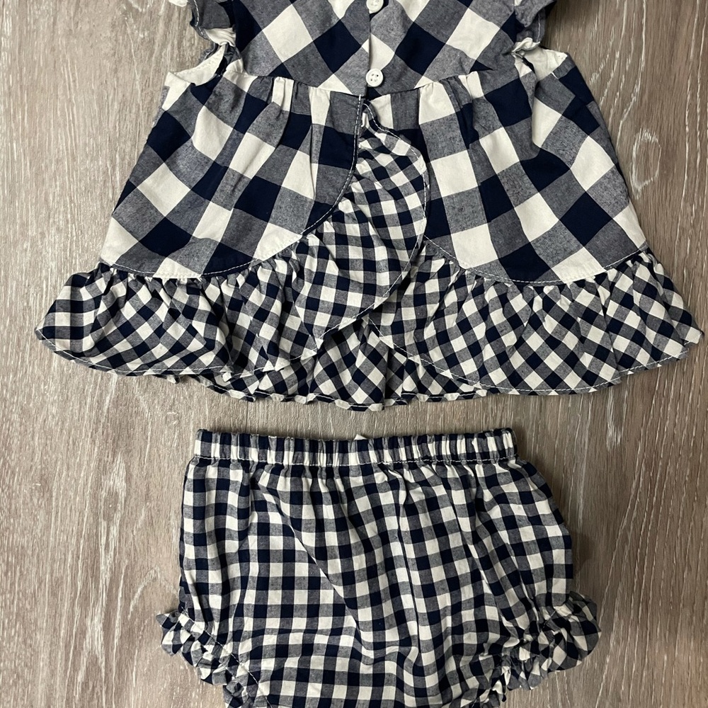 Baby Gap Gingham navy and white 2 piece set 0-3 - Picture 3 of 5